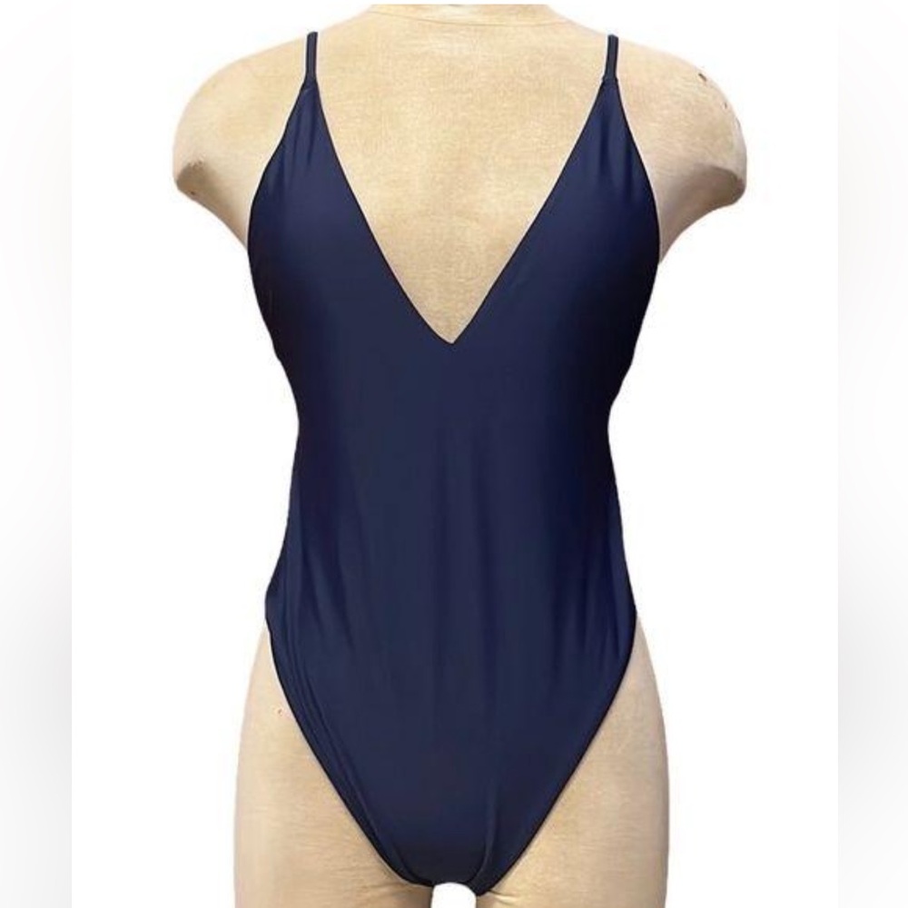 Aerie Swimsuit Navy One Piece V Neck Plunge M Medium